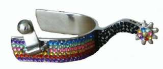 Ladies Stainless Steel Spurs w/Bright Colored Gems  