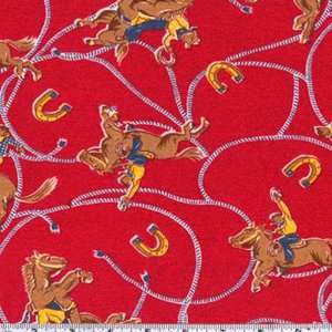  54 Wide Rib Knit Rowdy Cowyboy Red Fabric By The Yard 
