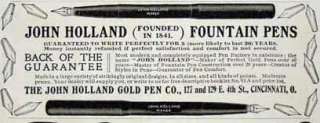   vintage, original print advertising for John Holland fountain pen