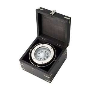   : Nickel Plated Gimbaled Brass Compass w/ Wood Box: Kitchen & Dining