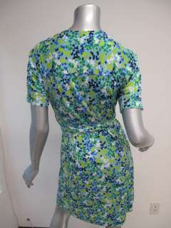 Lilly Pulitzer Blue/Green.White Printed Short Sleeve Mini Wrap Dress 6 