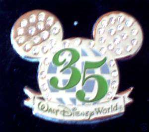 Disney Mickey Ears 35th WDW Jewel Rhinestone Logo Pin  