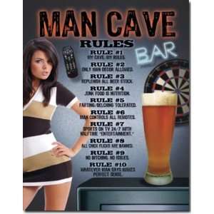  Man Cave Rules Tin Sign: Home & Kitchen