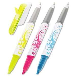   Pen/Highlighter, BE/PK/YW, White Graphic Barrel, 3/Pk Electronics