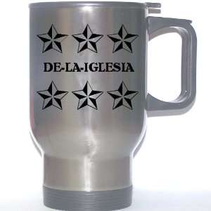 Personal Name Gift   DE LA IGLESIA Stainless Steel Mug (black design 
