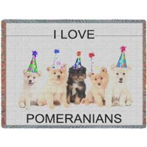  Pomeranian Party Woven Throw Blanket 50 X 60