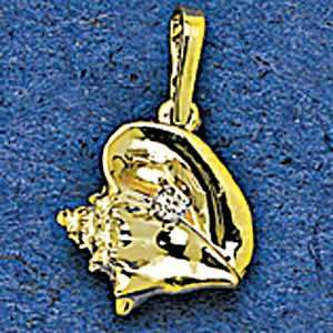 Mark Edwards 14K Gold 15MM Conch Shell Nautical Pendant  