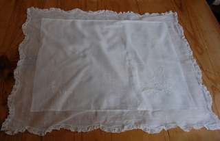 DIMINUTIVE EMBROIDERED LACY VINTAGE PILLOW CASE COVER  