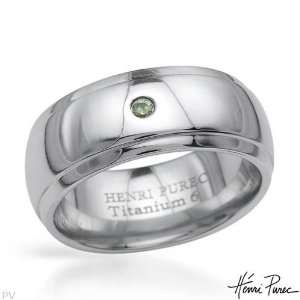  Henri Purec Garnet Titanium Band Unisex Ring   Size 6 HENRI 