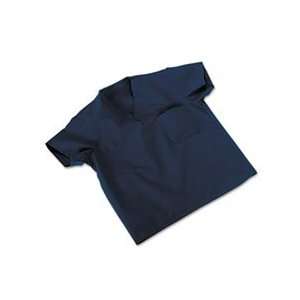   Scrub Tops, Washable, Poly/Cotton, Med, Midnight Blue