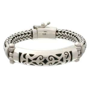 Mens Jewelry, Sterling Silver Braided Bracelet, Blessing 0.6 W 7.5 
