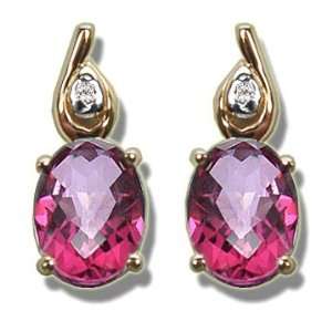  .01 ct 8X6 Oval Mystic Pink Topaz Earring Jewelry