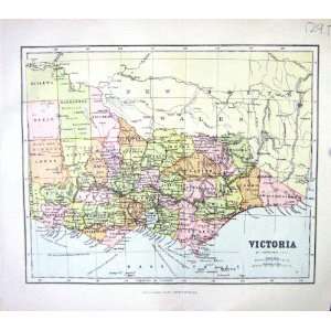  CHAMBERS ANTIQUE MAP c1906 VICTORIA AUSTRALIA PORT PHILLIP 