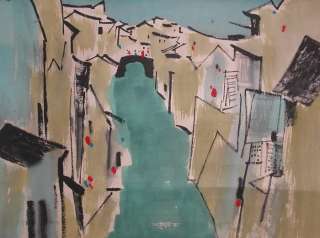 J064Chinese Scroll Painting of Scenery by Wu Guanzhong  