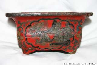 uralter antiker Bonsai Topf, Bonsaischale aus Holz  