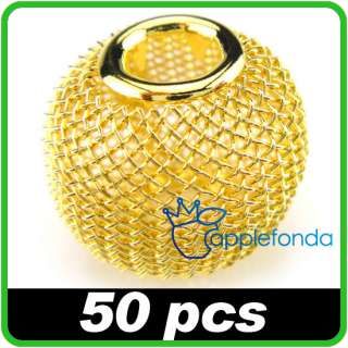 P167 50pcs 20mm DIY Basketball wives Round Spacer Mesh Beads yellow 