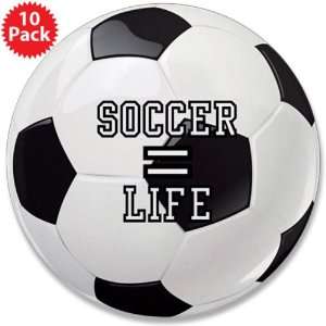  3.5 Button (10 Pack) Soccer Equals Life 