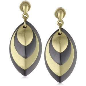   New York Modern Crush Gold and Hematite Color Leaf Drop Earrings