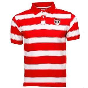   Bulldogs Youth Red White Tyler Stripe Polo (Small)