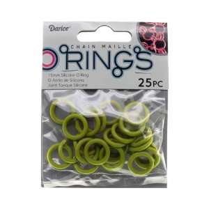  15mm Olive Green Chain Maille Silicone O Rings, 25pc Arts 