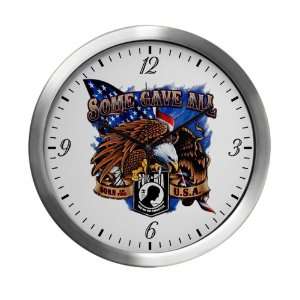   Clock POWMIA Some Gave All Eagle and US American Flag 