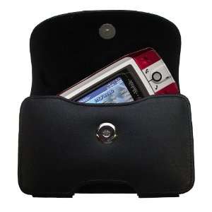 Horizontal Black Leather Case for the T Mobile Sidekick iD with both a 