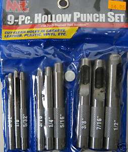 New MIT/Tekton 9 Pc Hollow Punch Set 3/32   1/2  