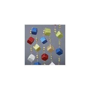 Club Pack of 12 Multi Color Block and Gold Bead Unlit Christmas 
