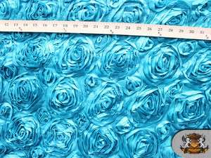 Acrylic Satin AQUA Rosette Fabric / 58 60 Wide / Sold by the yard 