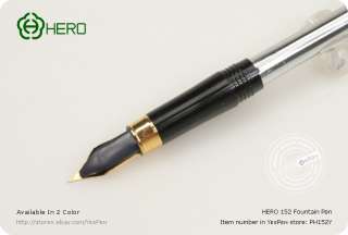 Vintage HERO 152 Fountain Pen Abstract Patterned Barrel Black Early 