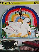 PC Swan Clock Rainbow Plastic Canvas Pattern  