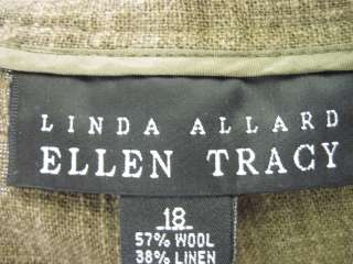 ELLEN TRACY Green Linen Pants Size 18  