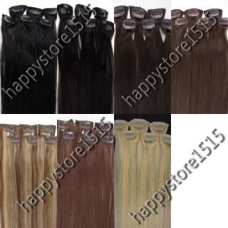    6Pcs Clips On Asion 100% Real human Hair Extensions7colors&36g New