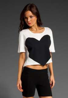 LAUGH CRY REPEAT Heart Cropped Tee in White  