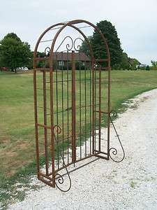 Entry Garden Arbor and Gate Combination with 6 Gate, Wrought Iron 
