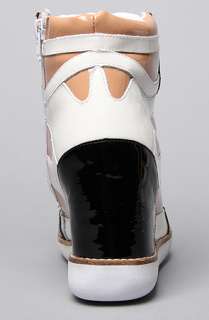 Jeffrey Campbell The Napoles Sneaker in White Black and Taupe 