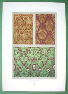 GERMAN Fabrics 14th Century   SCARCE COLOR Litho Print  