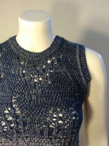 CHRISTIAN DIOR AWESOME BLUE SUPPLE KNIT CROP SWEATER  