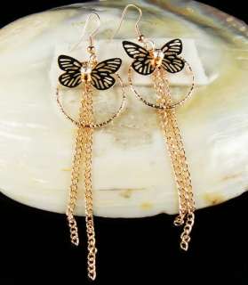 Butterfly Pretty Shiny Cute Elegant Long Dangle Earring g1214  