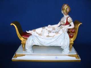 Antique German Dresden Porcelain Madame Recamier Figure Jacques Louis 
