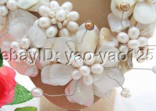 Pearl&White Shell Flower Necklace 925 Sliver Clasp  