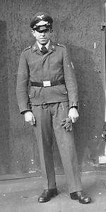 WWII German RP  Luftwaffe  Standing Frontal  NCO  Gloves  Jacket  Hat 
