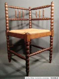 Alter Stuhl Hocker Holz Eckstuhl mit Armlehne Schreibtisch Holzstuhl 