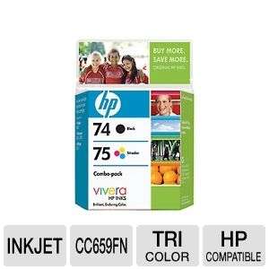 HP CC659FN 74/75 Inkjet Print Cartridge   Combo Pack, Black, Tricolor 