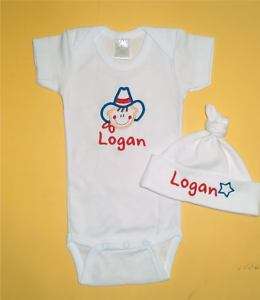 Personalized COWBOY COWGIRL Baby HAT ONESIE Shirt SET  