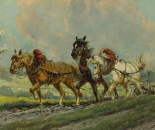 Ferdinand MAY (c.1879 1962) Bauer mit Pferden ca.1920  