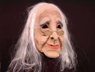 Maske Oma Großmutter alte Frau Hexe mit Brille und Haar  