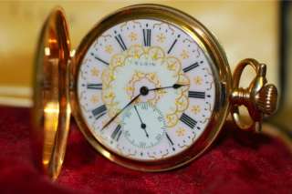 14K Gold Elgin Hunting Case Pocket Watch 12 Size with Fancy Color 
