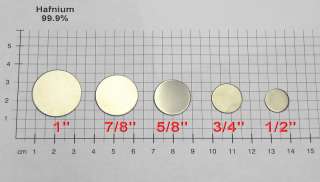 Hafnium metal disc Ø 1/2 x 1mm   99.95% purity  