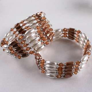 Brown Crystal Magnetic Hematite Bracelet Necklace 1pc  